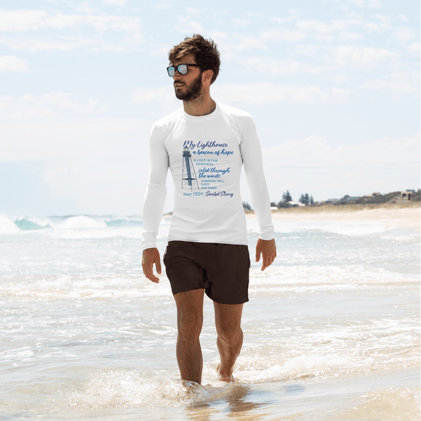 My Lighthouse Poem - Men's Sun Protective Shirt / Rash Guard - Blocks 98% of the sun!