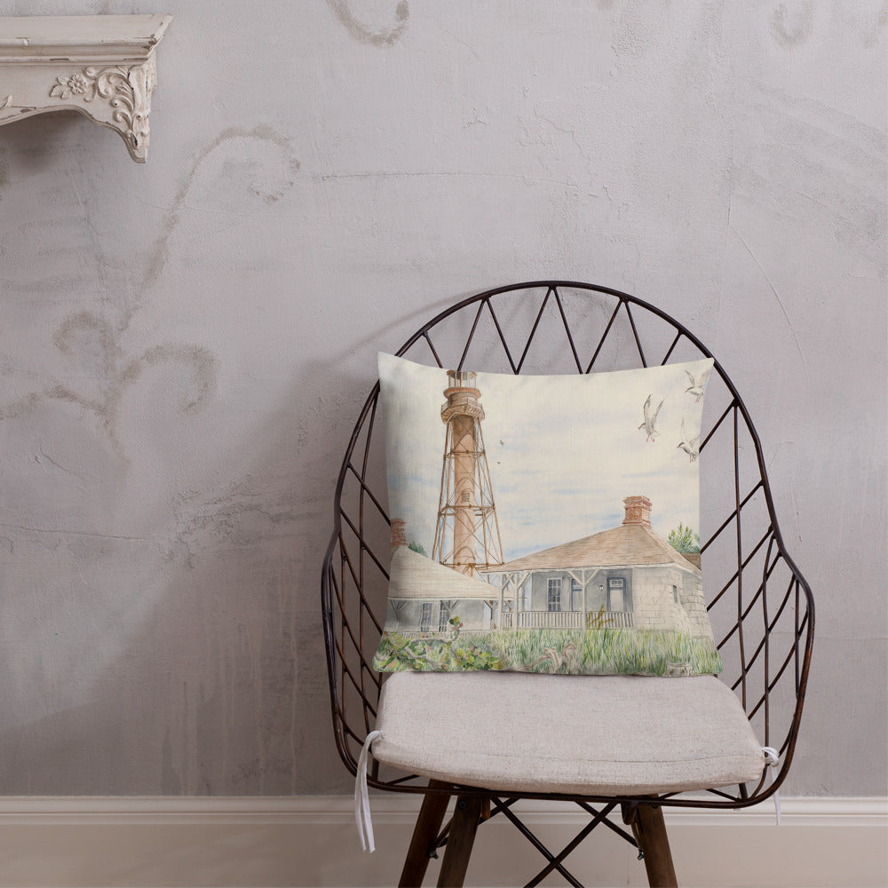 Sanibel Lighthouse Three Gulls Premium Pillow