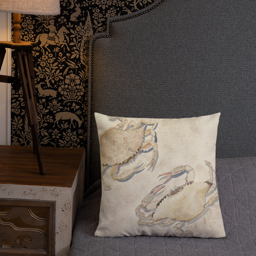 Sanibel Crabs Watercolor Premium Pillow