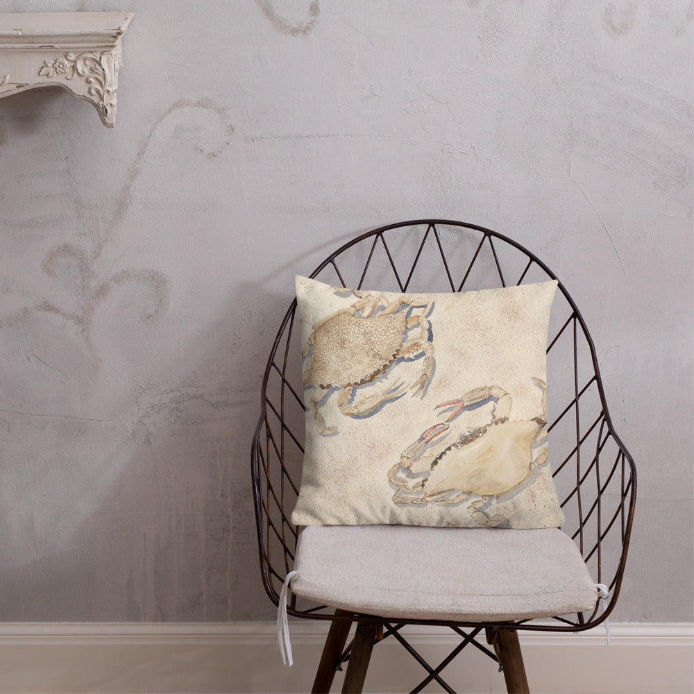 Sanibel Crabs Watercolor Premium Pillow