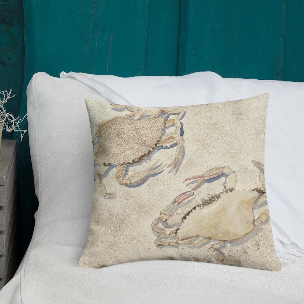 Sanibel Crabs Watercolor Premium Pillow