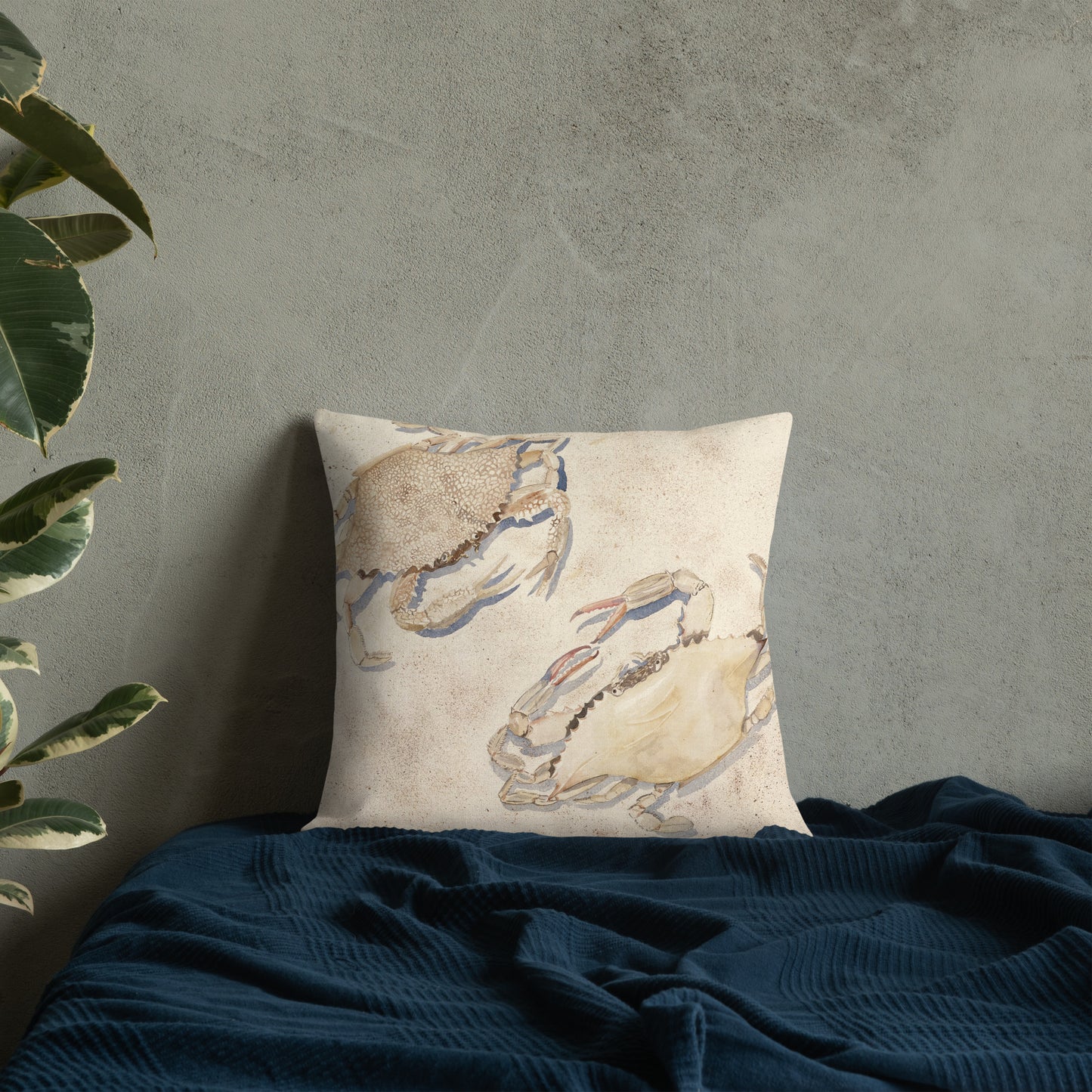 Sanibel Crabs Watercolor Premium Pillow