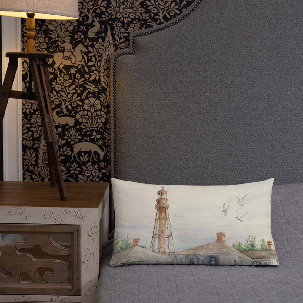 Sanibel Lighthouse Three Gulls Premium Pillow