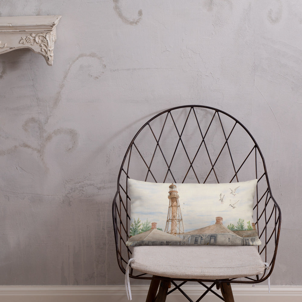 Sanibel Lighthouse Three Gulls Premium Pillow