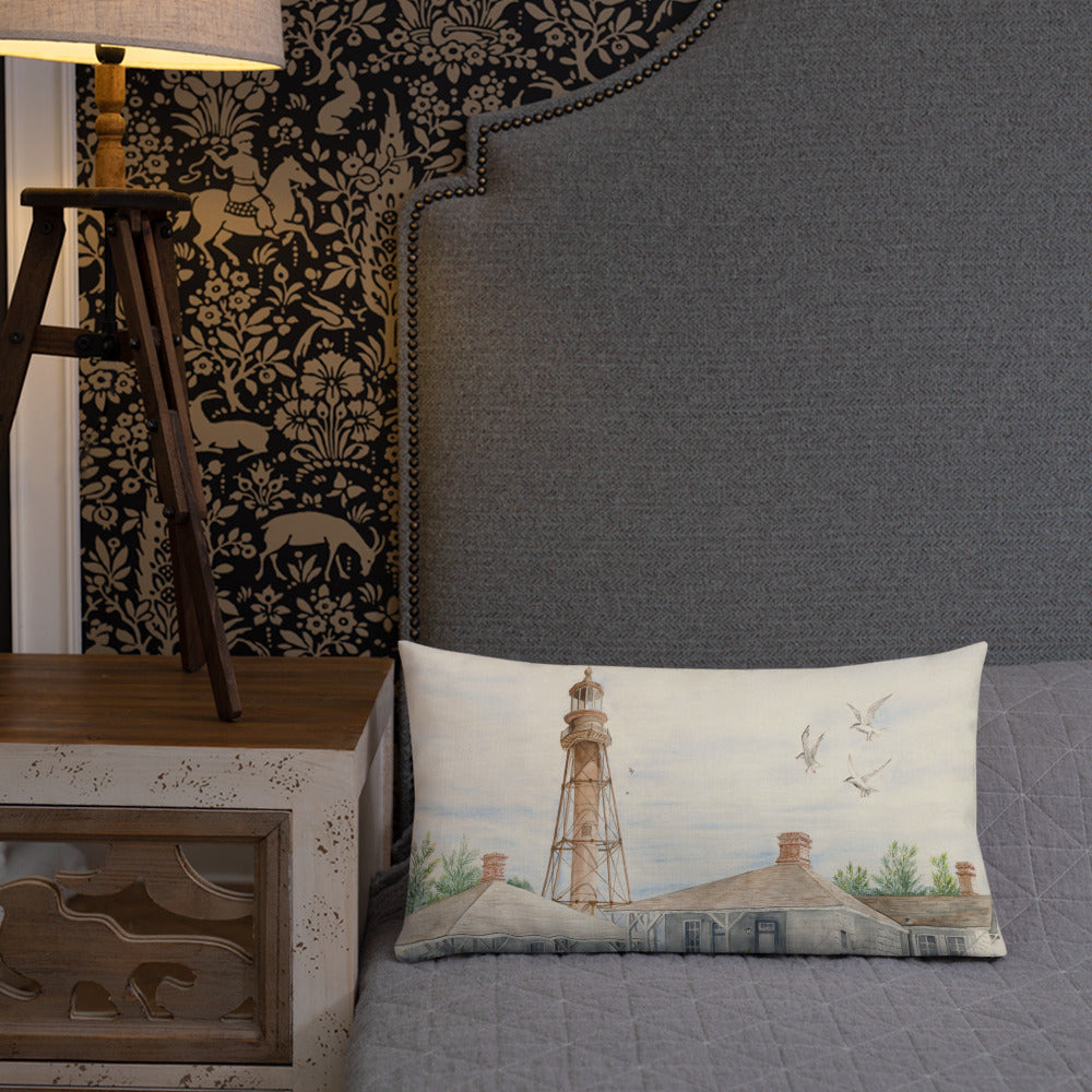 Sanibel Lighthouse Three Gulls Premium Pillow