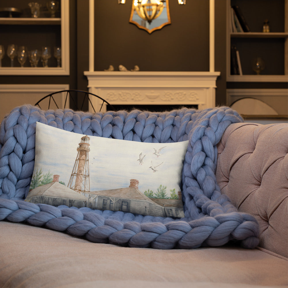 Sanibel Lighthouse Three Gulls Premium Pillow