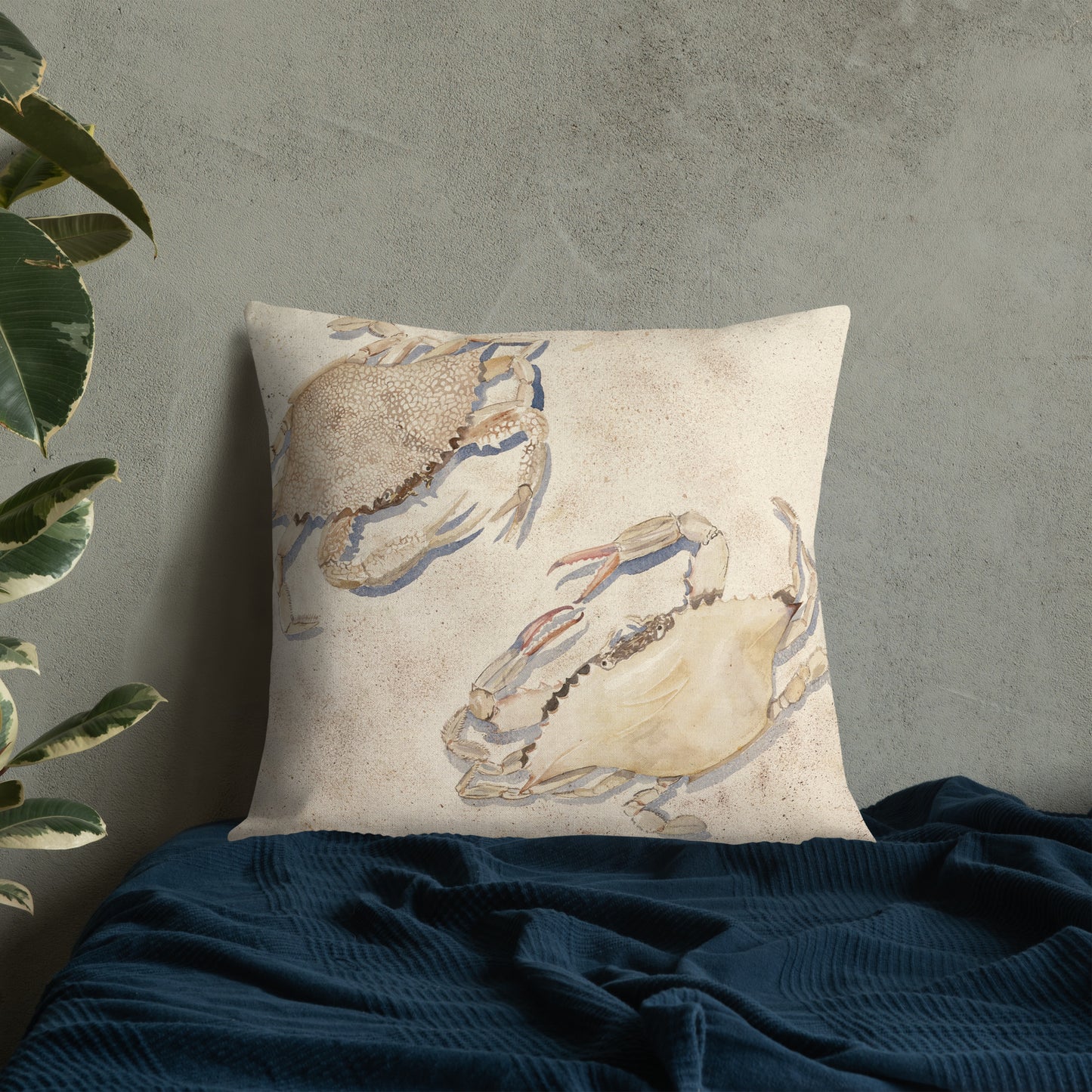 Sanibel Crabs Watercolor Premium Pillow