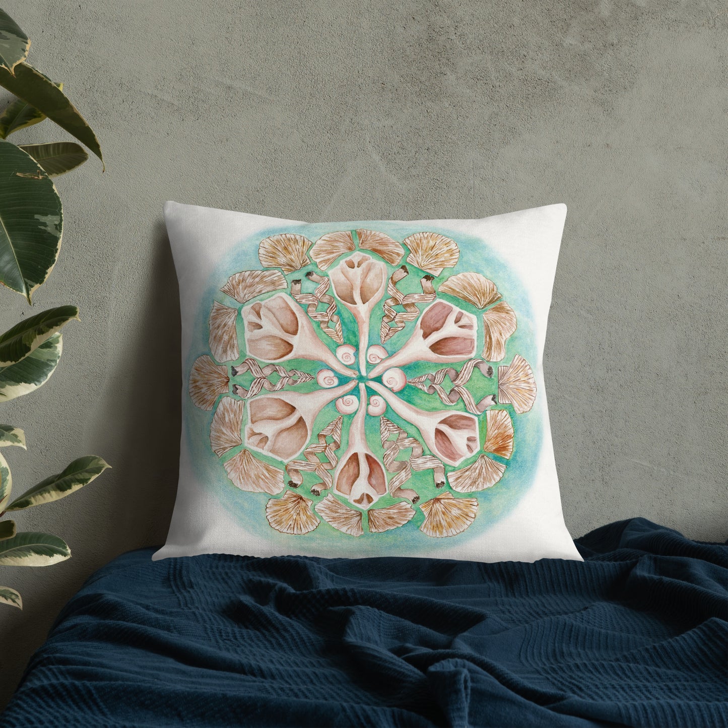 Sanibel Radial Shells Watercolor Premium Pillow