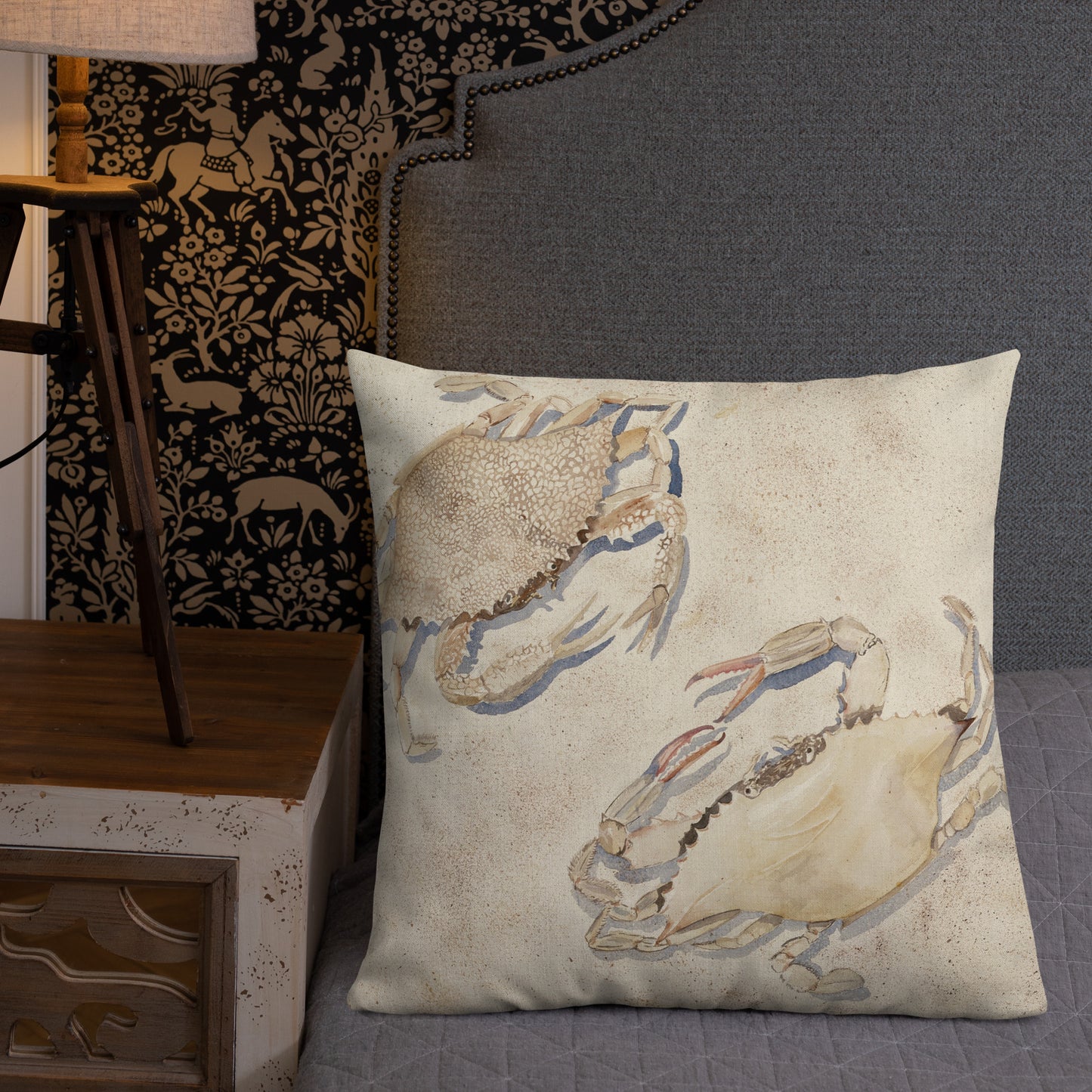 Sanibel Crabs Watercolor Premium Pillow