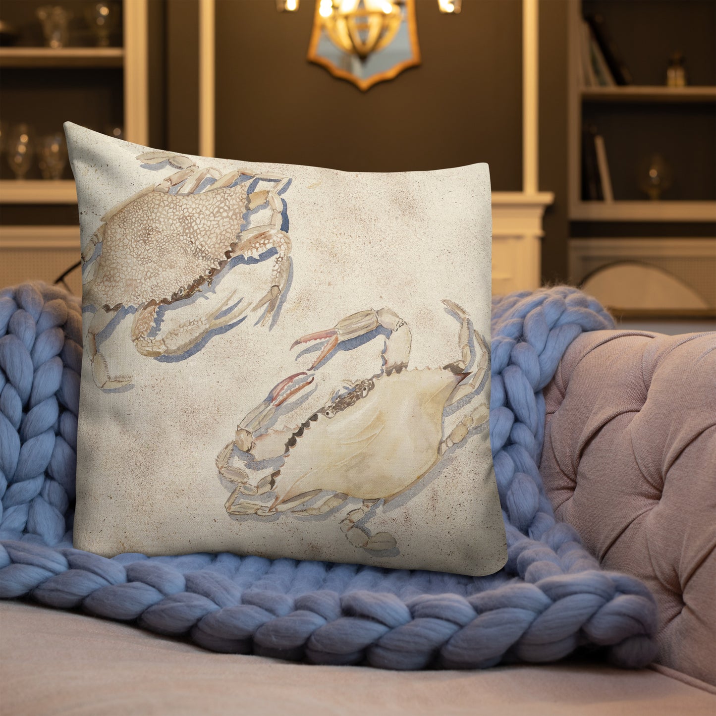 Sanibel Crabs Watercolor Premium Pillow