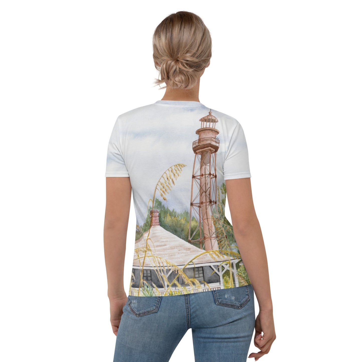 Sanibel Lighthouse Sea Oats Watercolor Women's Shirt