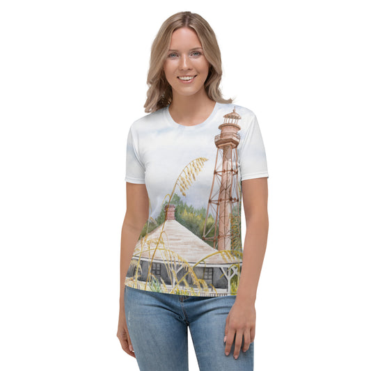 Sanibel Lighthouse Sea Oats Watercolor Women's Shirt
