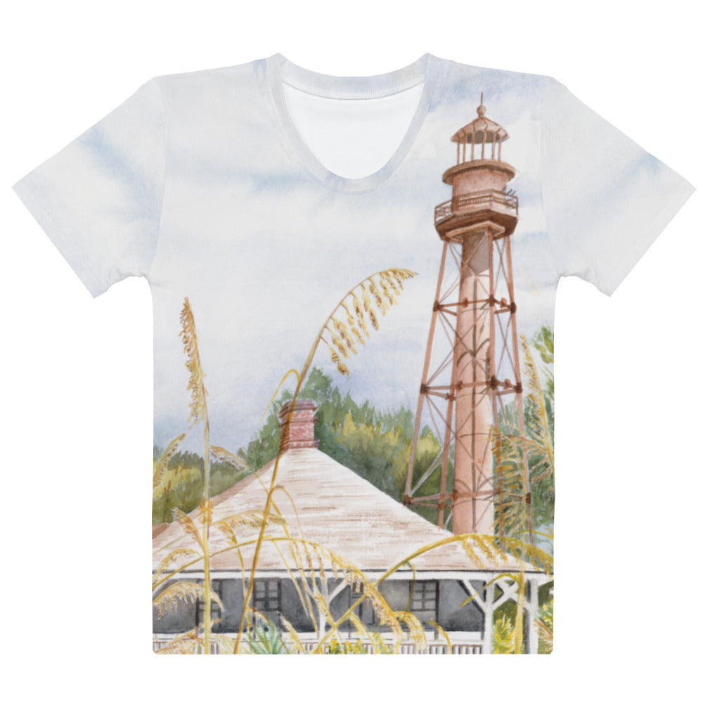Sanibel Lighthouse Sea Oats Watercolor Women's Shirt
