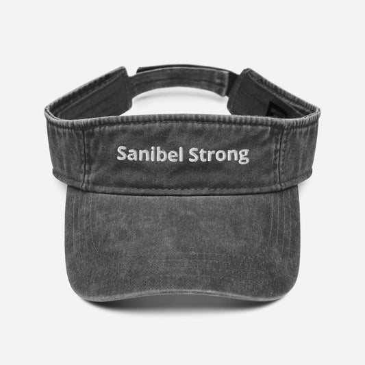 Sanibel Strong - Denim Visor - White Embroidery