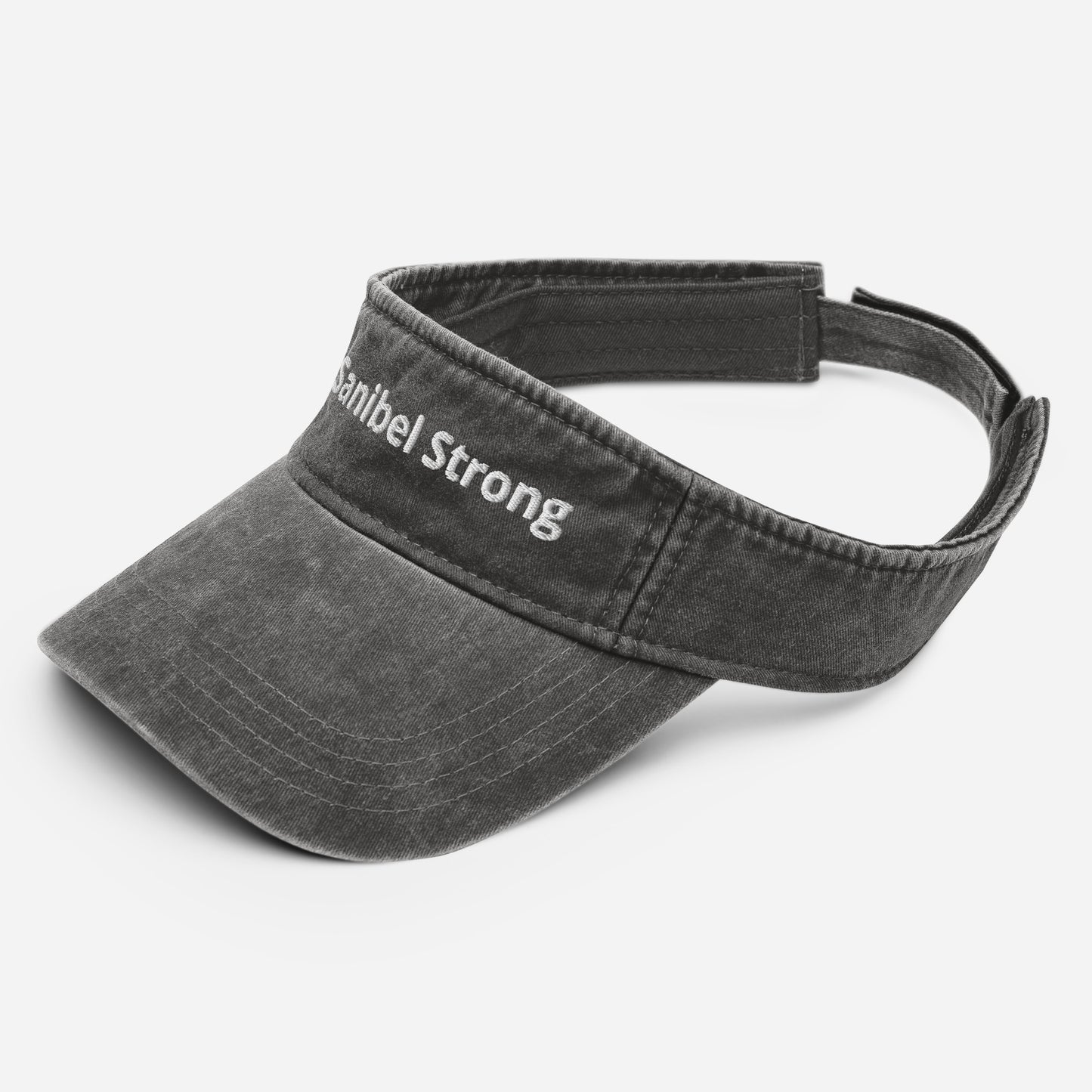 Sanibel Strong - Denim Visor - White Embroidery