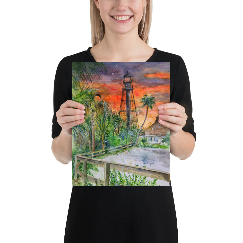 Sanibel Lighthouse Scott Kish Watercolor Poster