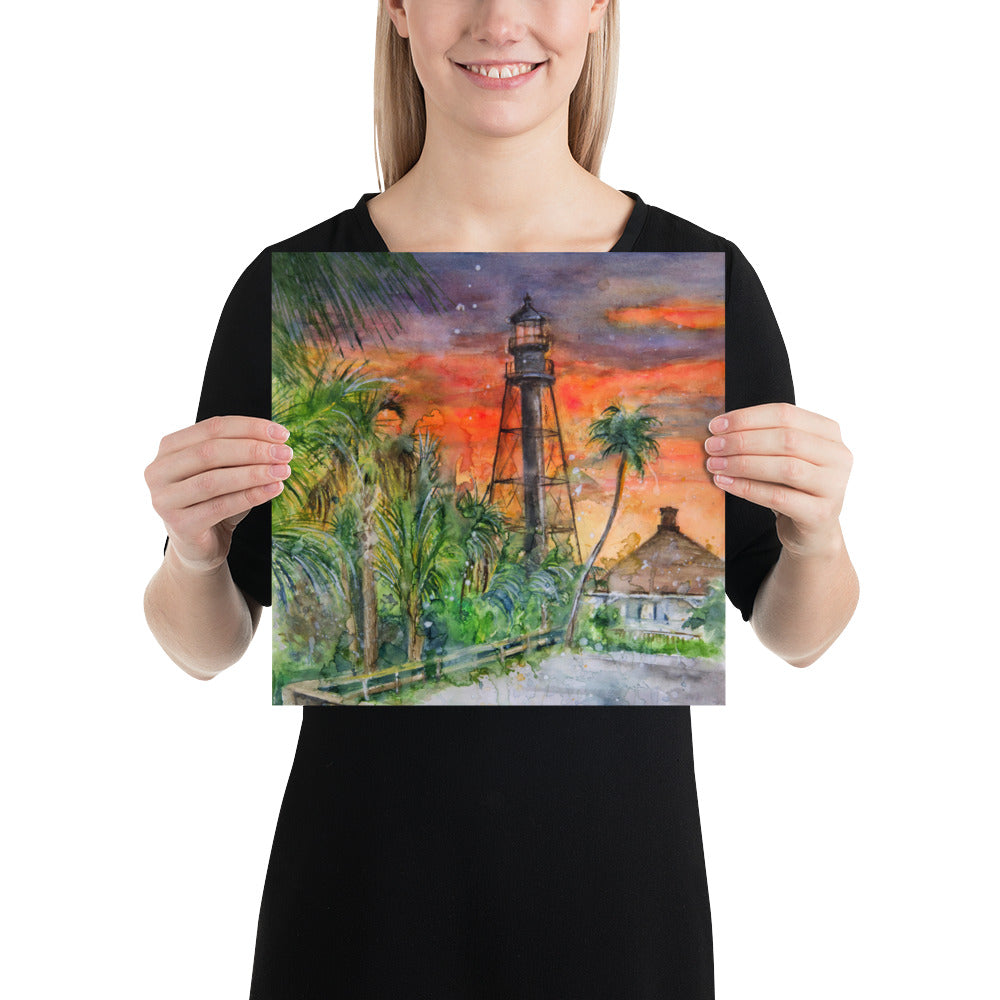 Sanibel Lighthouse Scott Kish Watercolor Poster