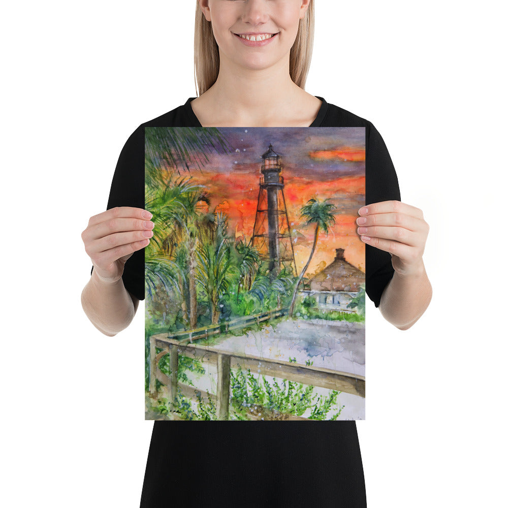 Sanibel Lighthouse Scott Kish Watercolor Poster