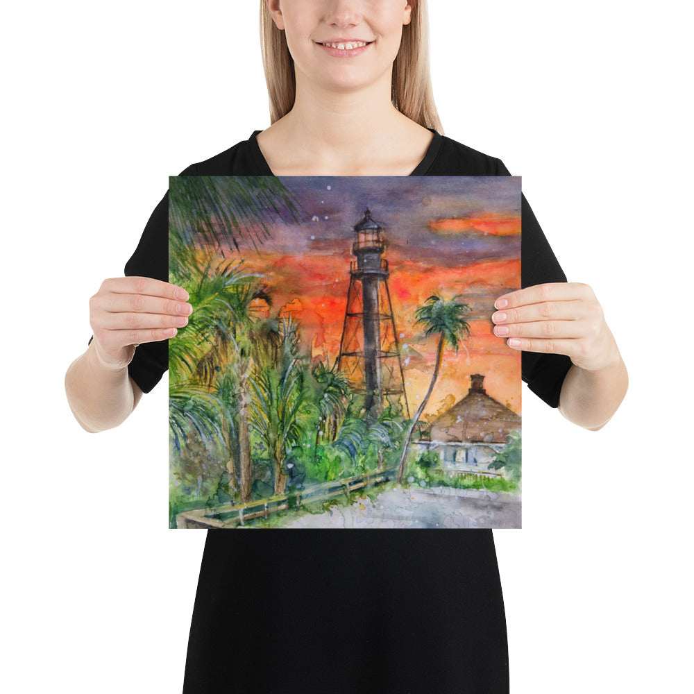 Sanibel Lighthouse Scott Kish Watercolor Poster