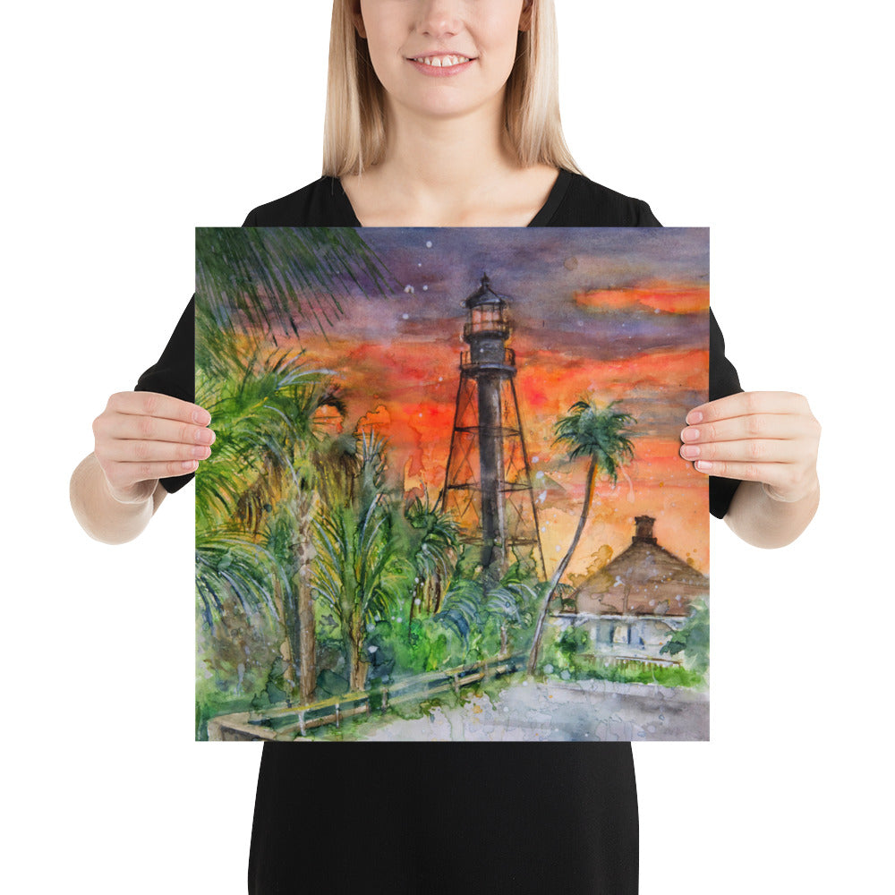 Sanibel Lighthouse Scott Kish Watercolor Poster