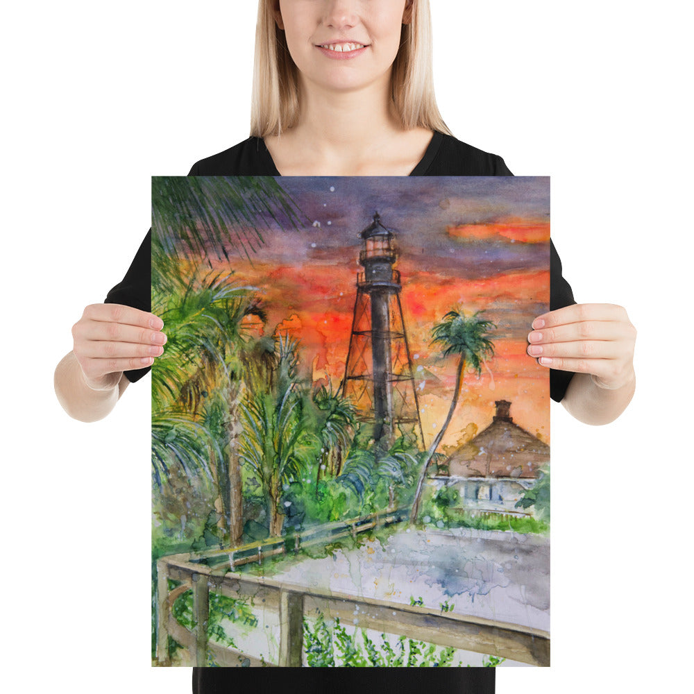 Sanibel Lighthouse Scott Kish Watercolor Poster
