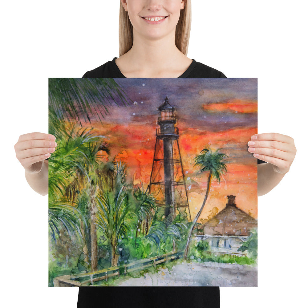 Sanibel Lighthouse Scott Kish Watercolor Poster