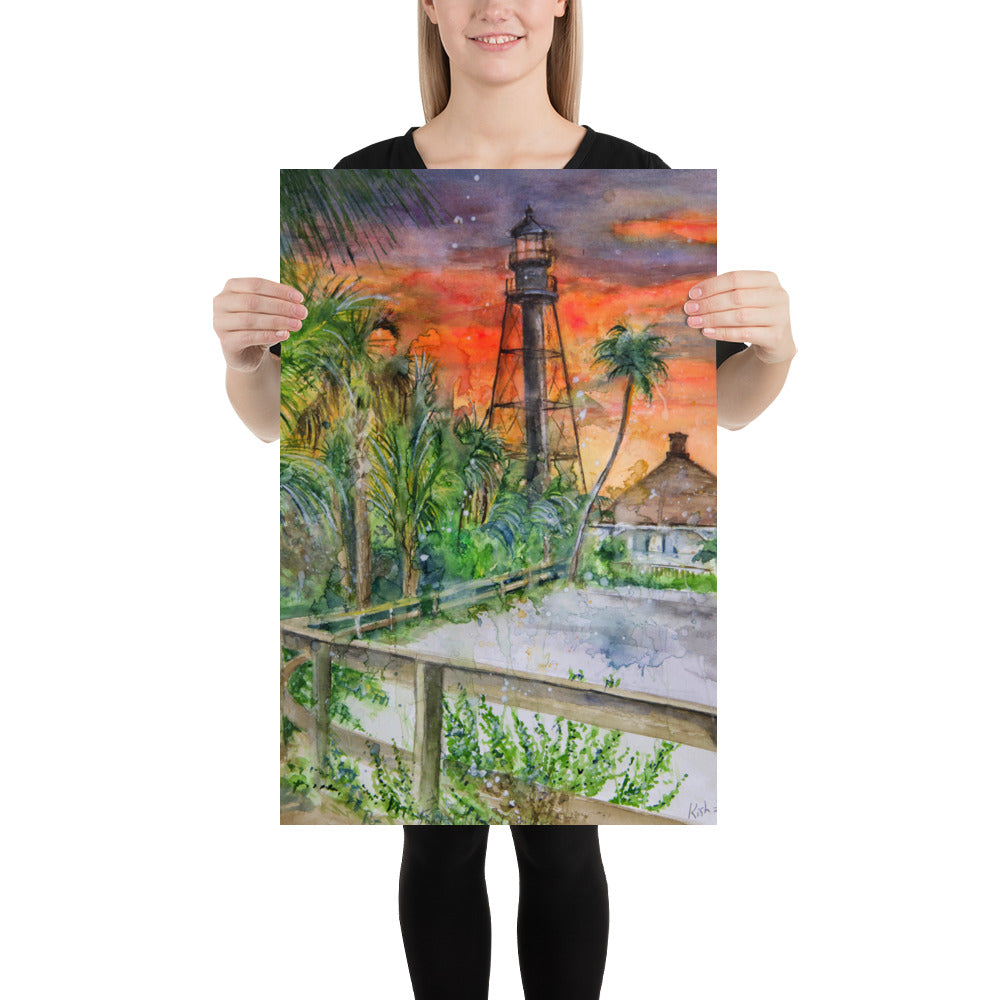 Sanibel Lighthouse Scott Kish Watercolor Poster