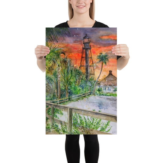 Sanibel Lighthouse Scott Kish Watercolor Poster