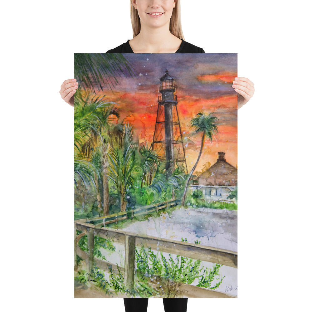 Sanibel Lighthouse Scott Kish Watercolor Poster