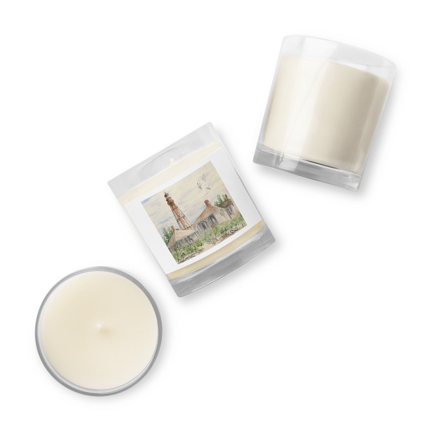 Watercolor Lighthouse Candle