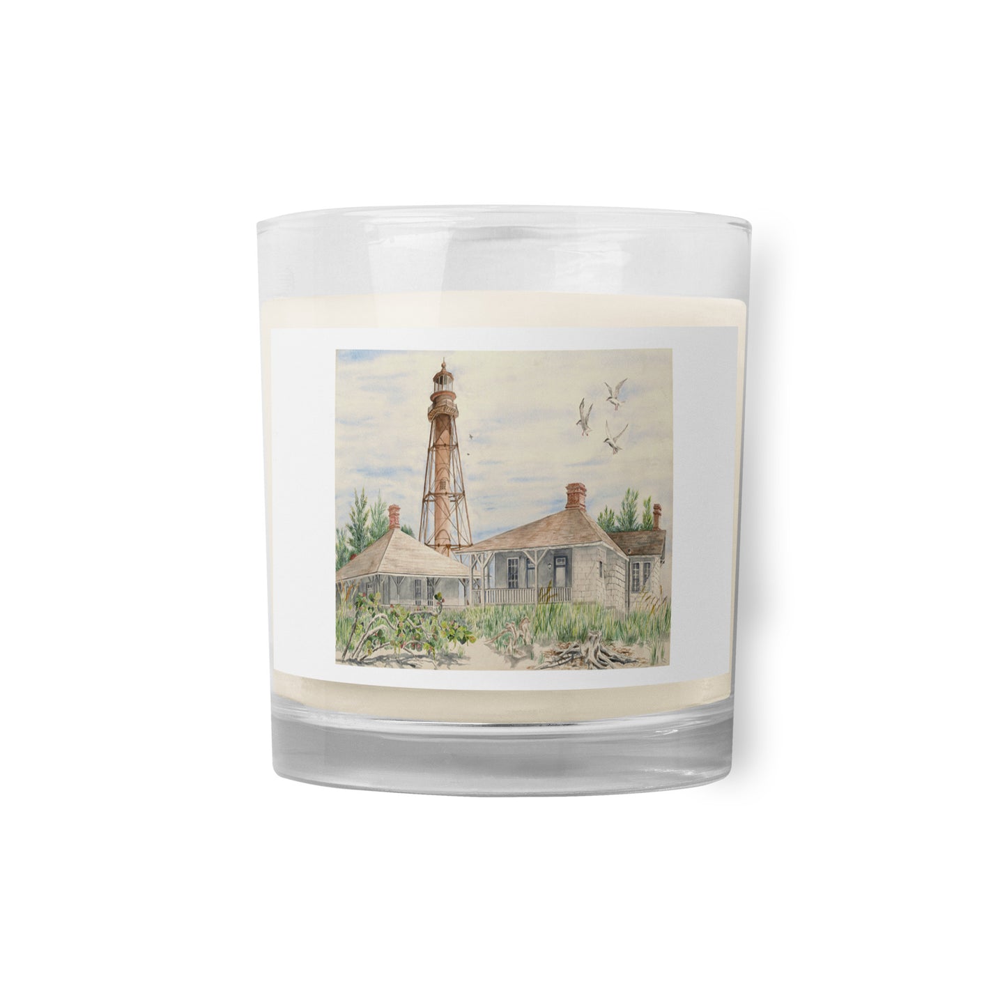 Watercolor Lighthouse Candle
