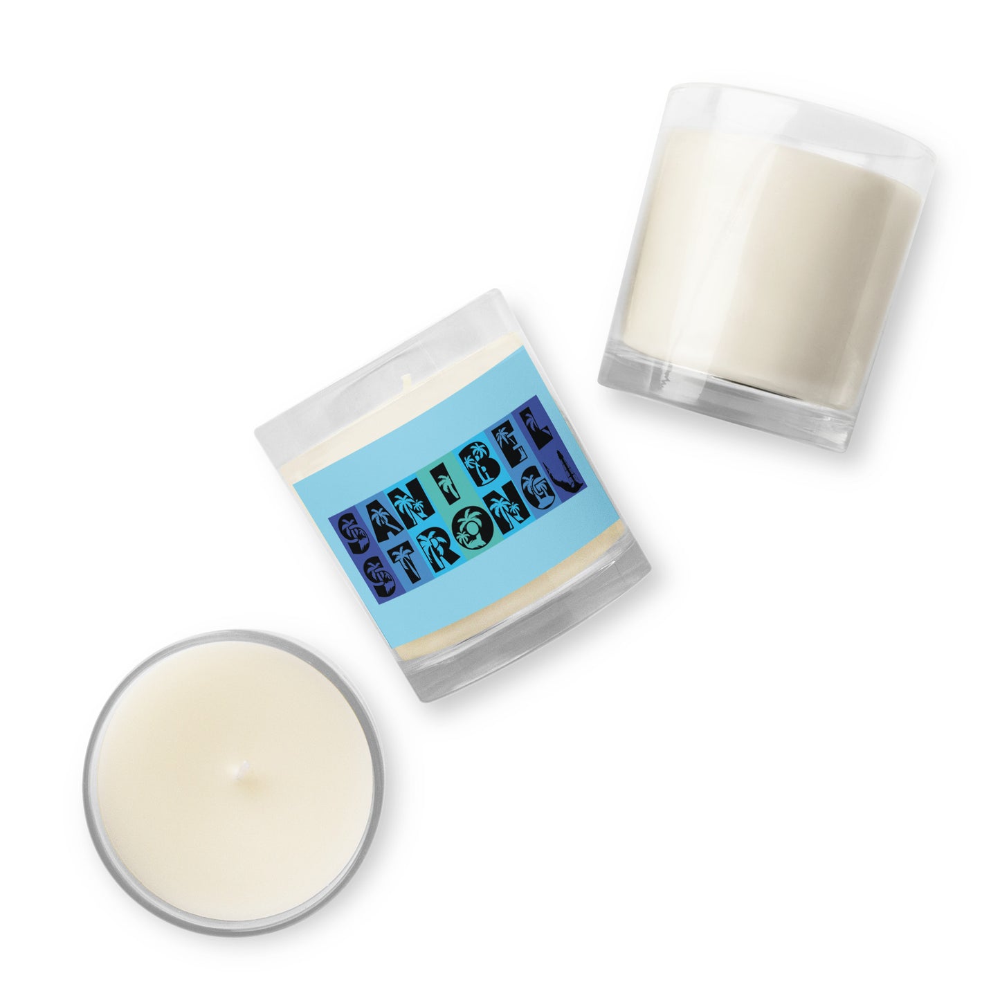Sanibel Strong Candle - Palm Tree Lettering