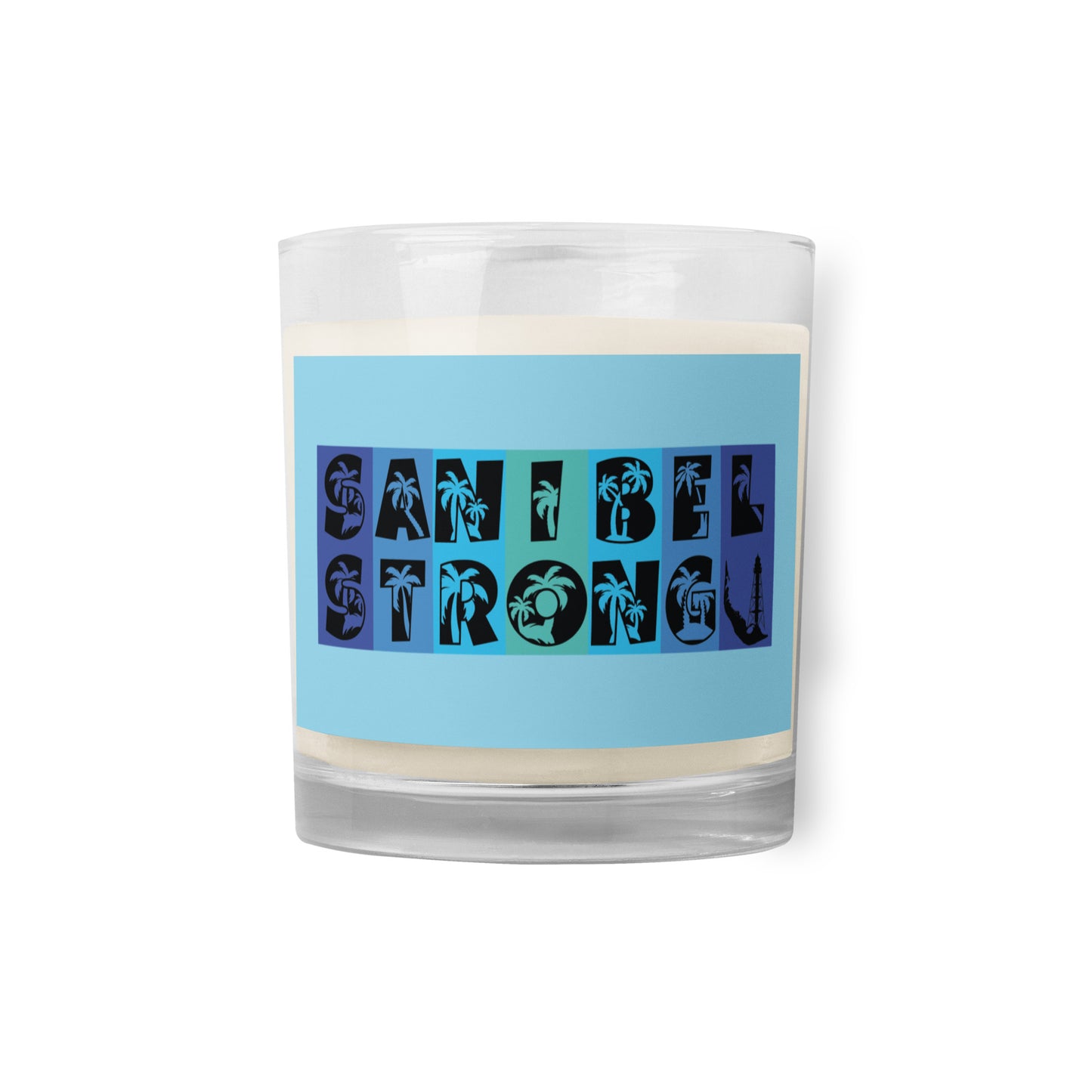 Sanibel Strong Candle - Palm Tree Lettering