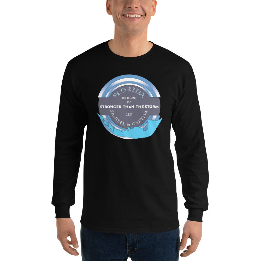 Sanibel Captiva Stronger Than The Storm Men’s Long Sleeve Shirt - Blue Design