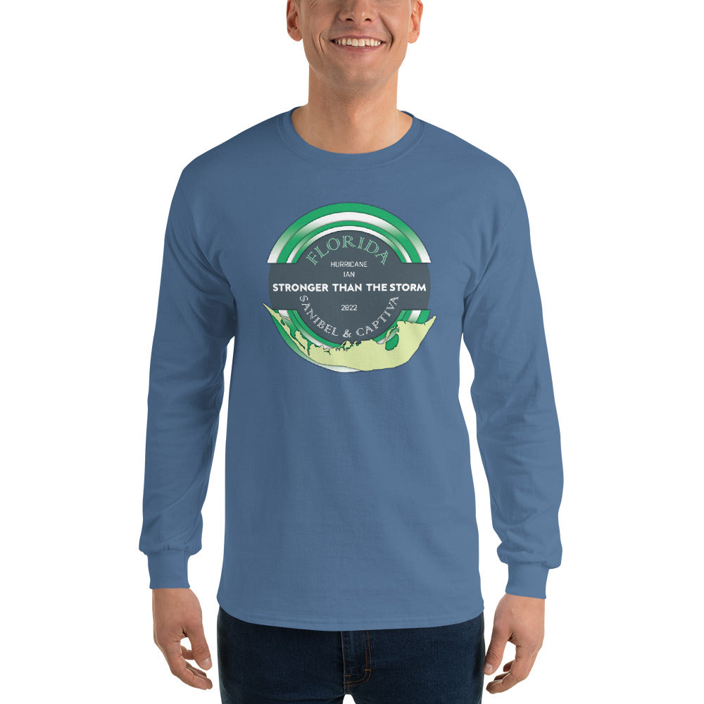 Sanibel Captiva Stronger Than The Storm Men’s Long Sleeve Shirt - True Green Design