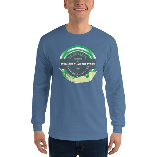 Sanibel Captiva Stronger Than The Storm Men’s Long Sleeve Shirt - True Green Design