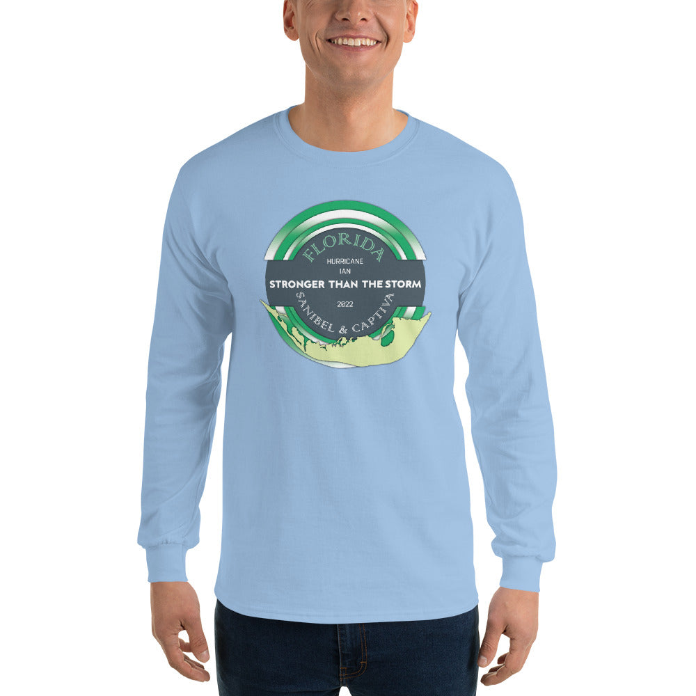Sanibel Captiva Stronger Than The Storm Men’s Long Sleeve Shirt - True Green Design