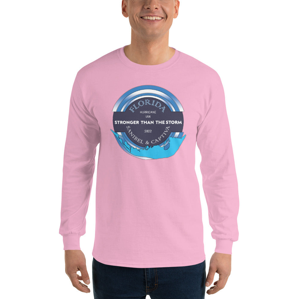 Sanibel Captiva Stronger Than The Storm Men’s Long Sleeve Shirt - Blue Design