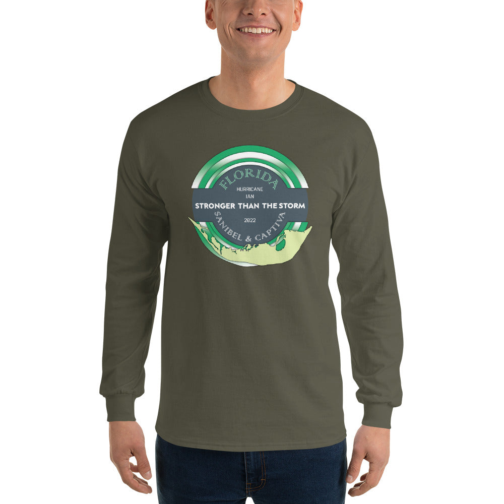 Sanibel Captiva Stronger Than The Storm Men’s Long Sleeve Shirt - True Green Design