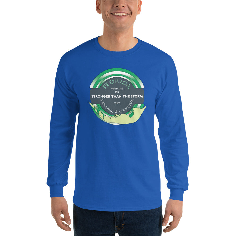 Sanibel Captiva Stronger Than The Storm Men’s Long Sleeve Shirt - True Green Design