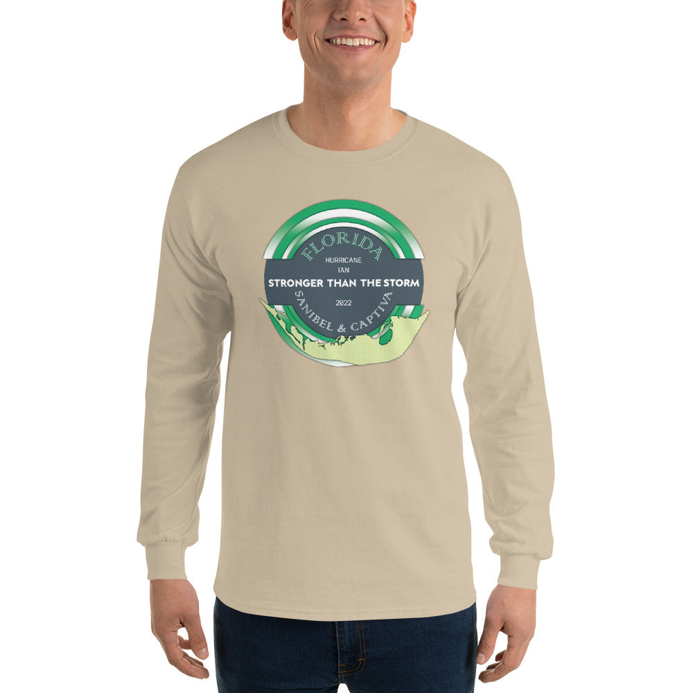 Sanibel Captiva Stronger Than The Storm Men’s Long Sleeve Shirt - True Green Design