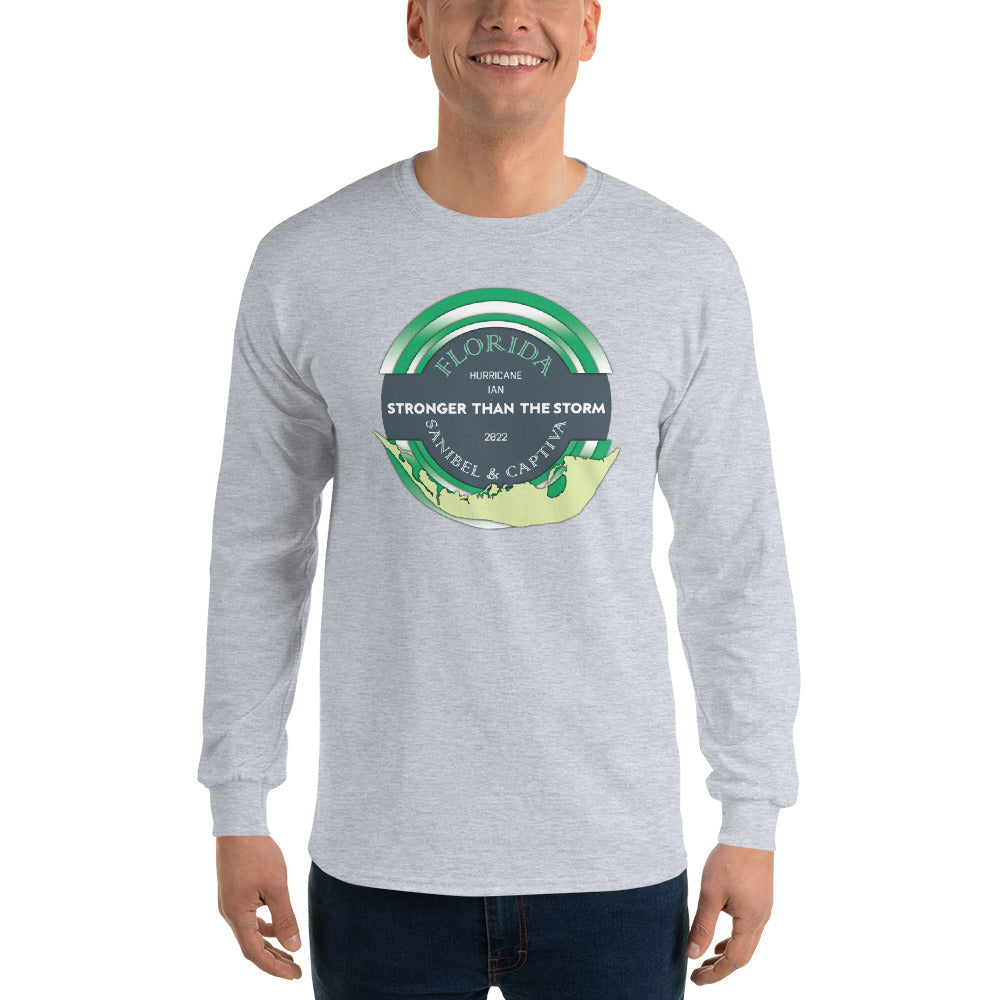 Sanibel Captiva Stronger Than The Storm Men’s Long Sleeve Shirt - True Green Design