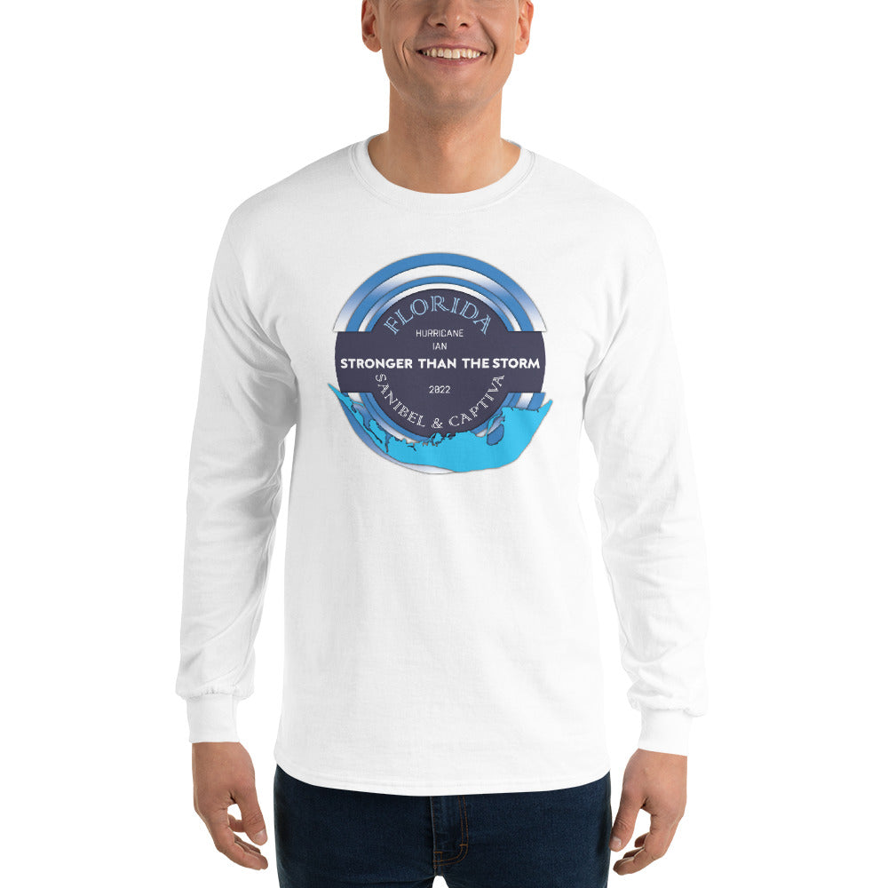 Sanibel Captiva Stronger Than The Storm Men’s Long Sleeve Shirt - Blue Design
