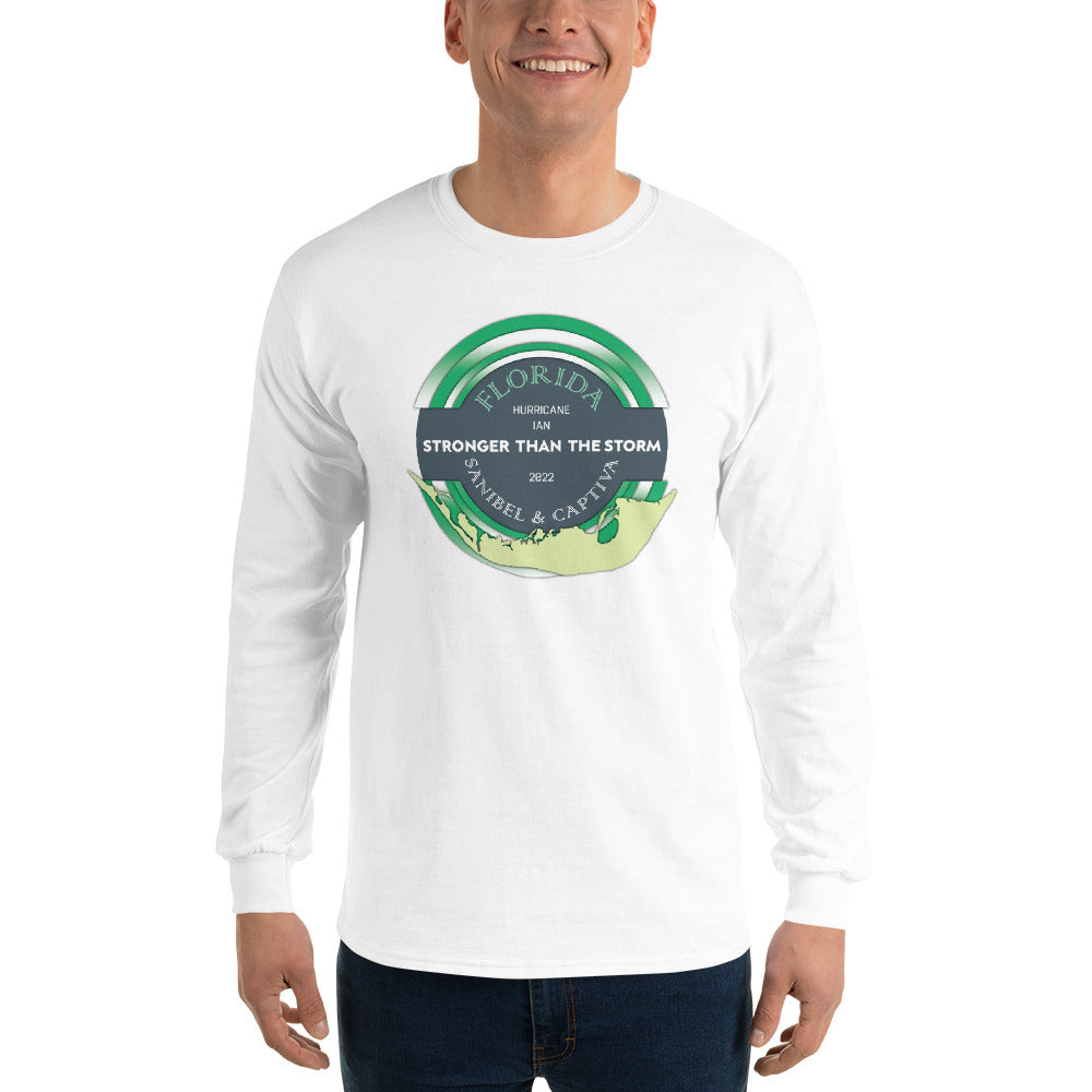 Sanibel Captiva Stronger Than The Storm Men’s Long Sleeve Shirt - True Green Design