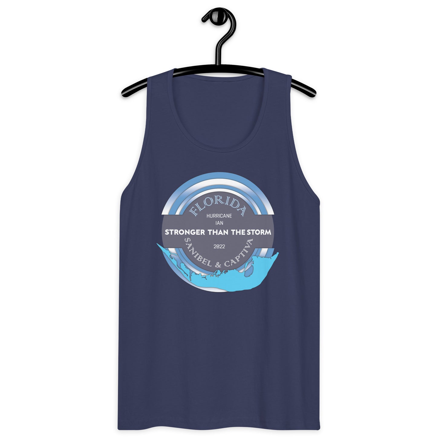 Sanibel Captiva Stronger Than The Storm Men’s Tank Top - Blue Design