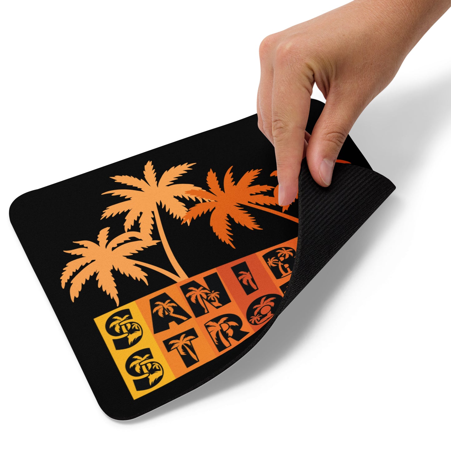 Sanibel Strong Mouse Pad - Orange Design - Palm Tree Lettering