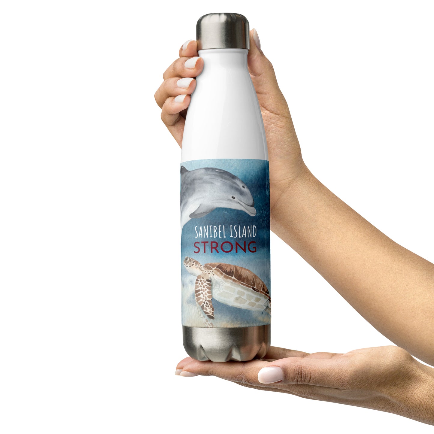 Sanibel Strong - Watercolor Sea Life - Stainless Steel Water Bottle