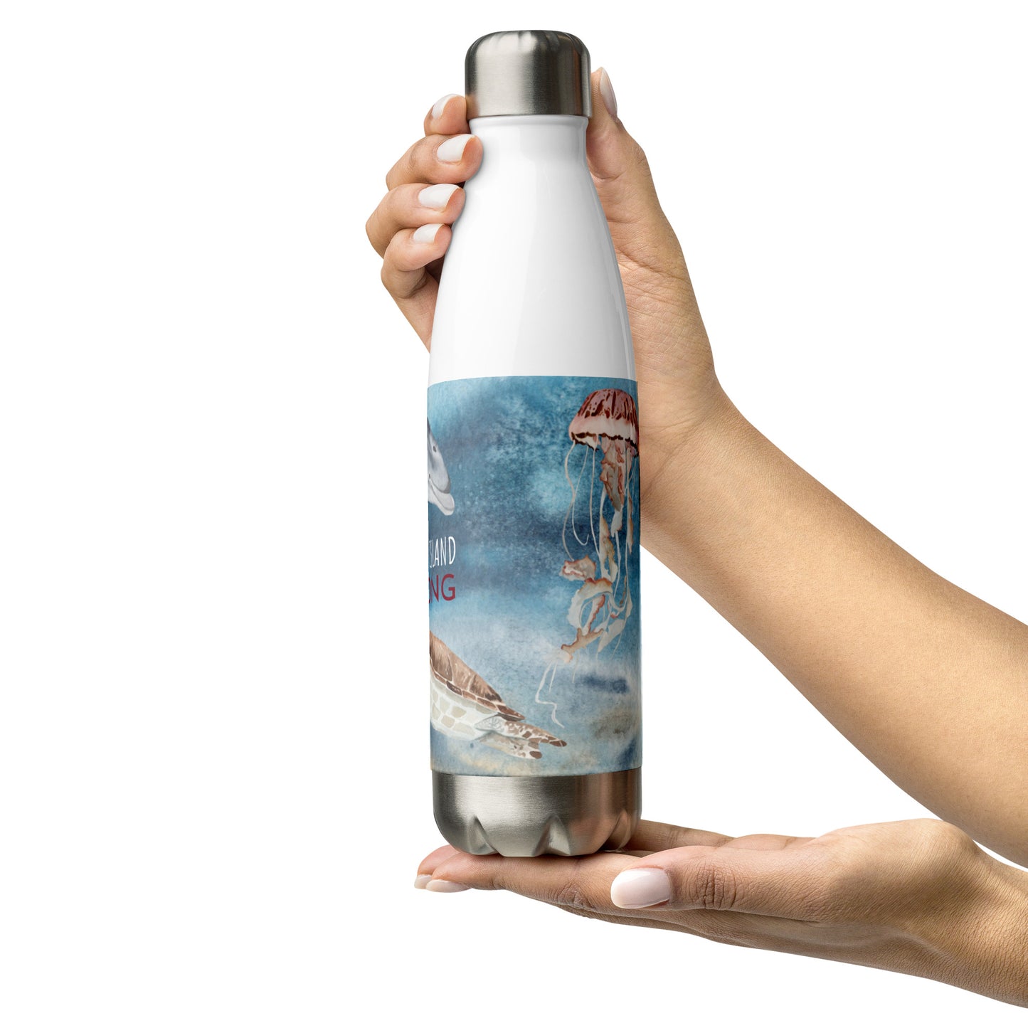 Sanibel Strong - Watercolor Sea Life - Stainless Steel Water Bottle
