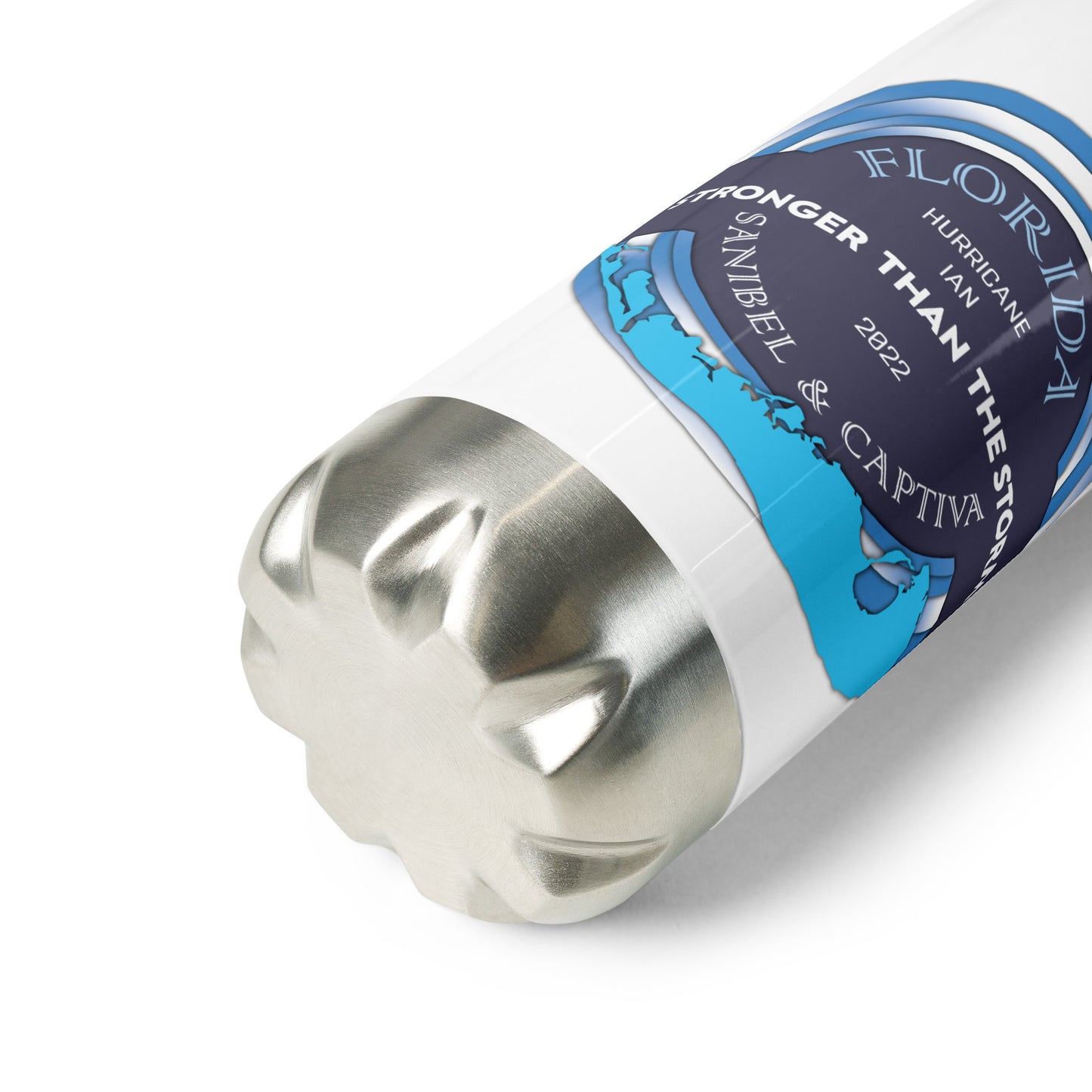 Sanibel Captiva Stronger Than The Storm Water Bottle - Blue Design
