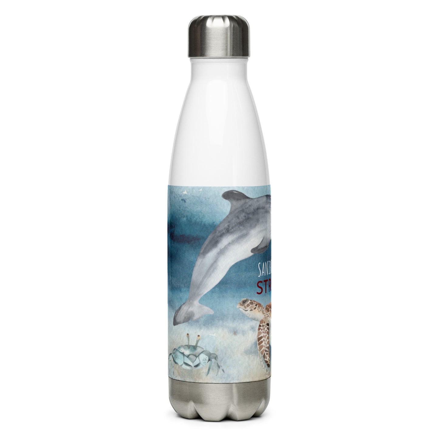 Sanibel Strong - Watercolor Sea Life - Stainless Steel Water Bottle